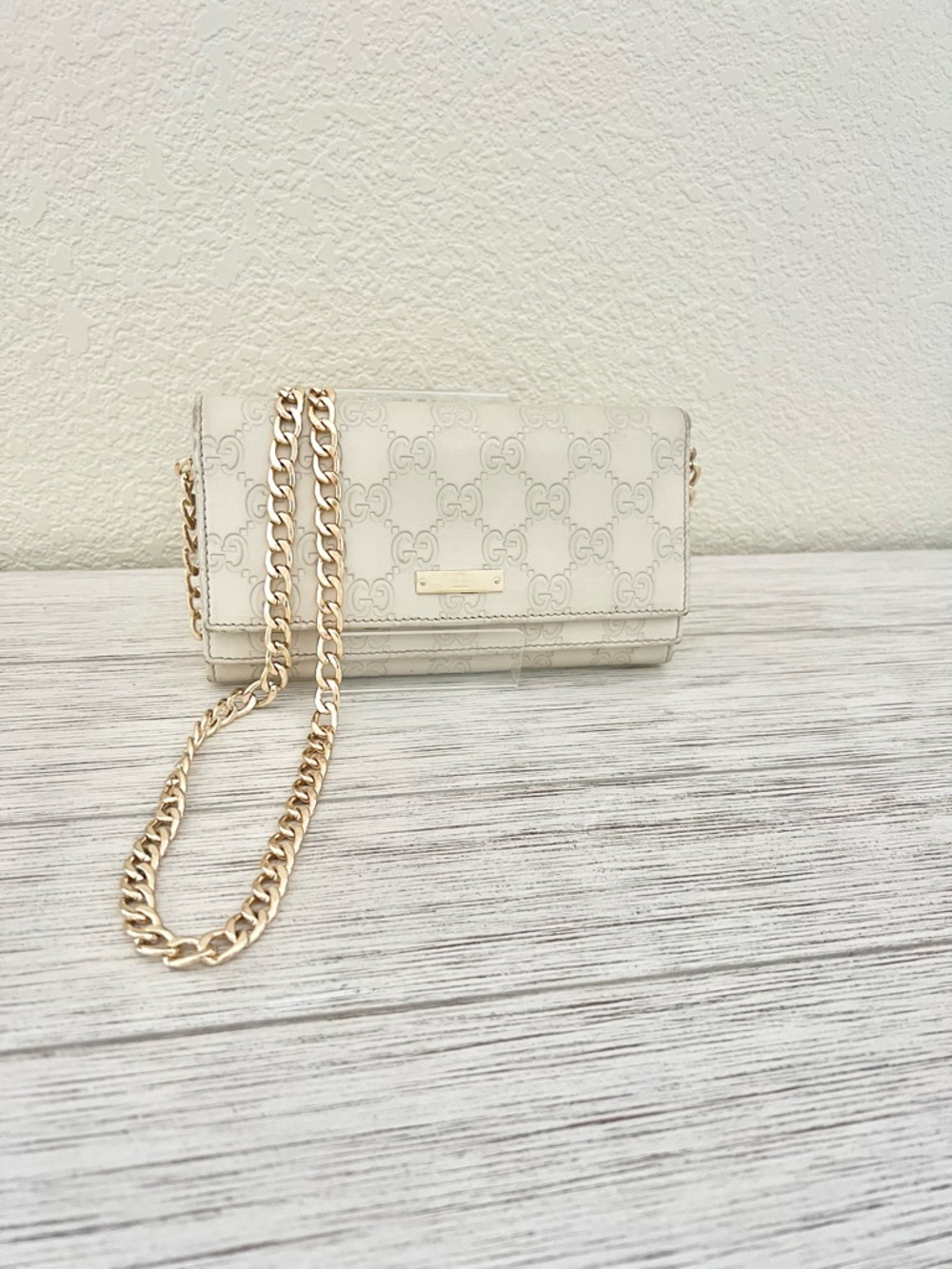 GUCCI Monogram GG Double Flap Snap leather Wallet with unbranded chain - Picture 2 of 16